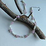 Срібне кольє Proba з натуральними перлами барочним, кварцем, вага виробу 19,7 г (2184898) 400450 розмір, фото 2