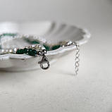 Срібний браслет Proba з натуральними перлами барочним, зеленим жадеїдом, вага виробу 6,93 г (2184966) 1821, фото 4