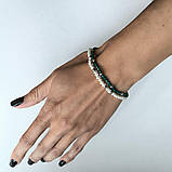 Срібний браслет Proba з натуральними перлами барочним, зеленим жадеїдом, вага виробу 6,93 г (2184966) 1821, фото 6