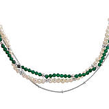 Срібне кольє Proba з натуральними перлами барочним, зеленим жадеїдом, вага виробу 17,77 г (2185123), фото 2