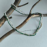 Срібне кольє Proba з натуральними перлами барочним, зеленим жадеїдом, вага виробу 17,77 г (2185123), фото 3