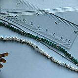 Срібне кольє Proba з натуральними перлами барочним, зеленим жадеїдом, вага виробу 17,77 г (2185123), фото 6