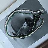 Срібне кольє Proba з натуральними перлами барочним, зеленим жадеїдом, вага виробу 17,77 г (2185123), фото 7