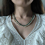 Срібне кольє Proba з натуральними перлами барочним, зеленим жадеїдом, вага виробу 17,77 г (2185123), фото 9