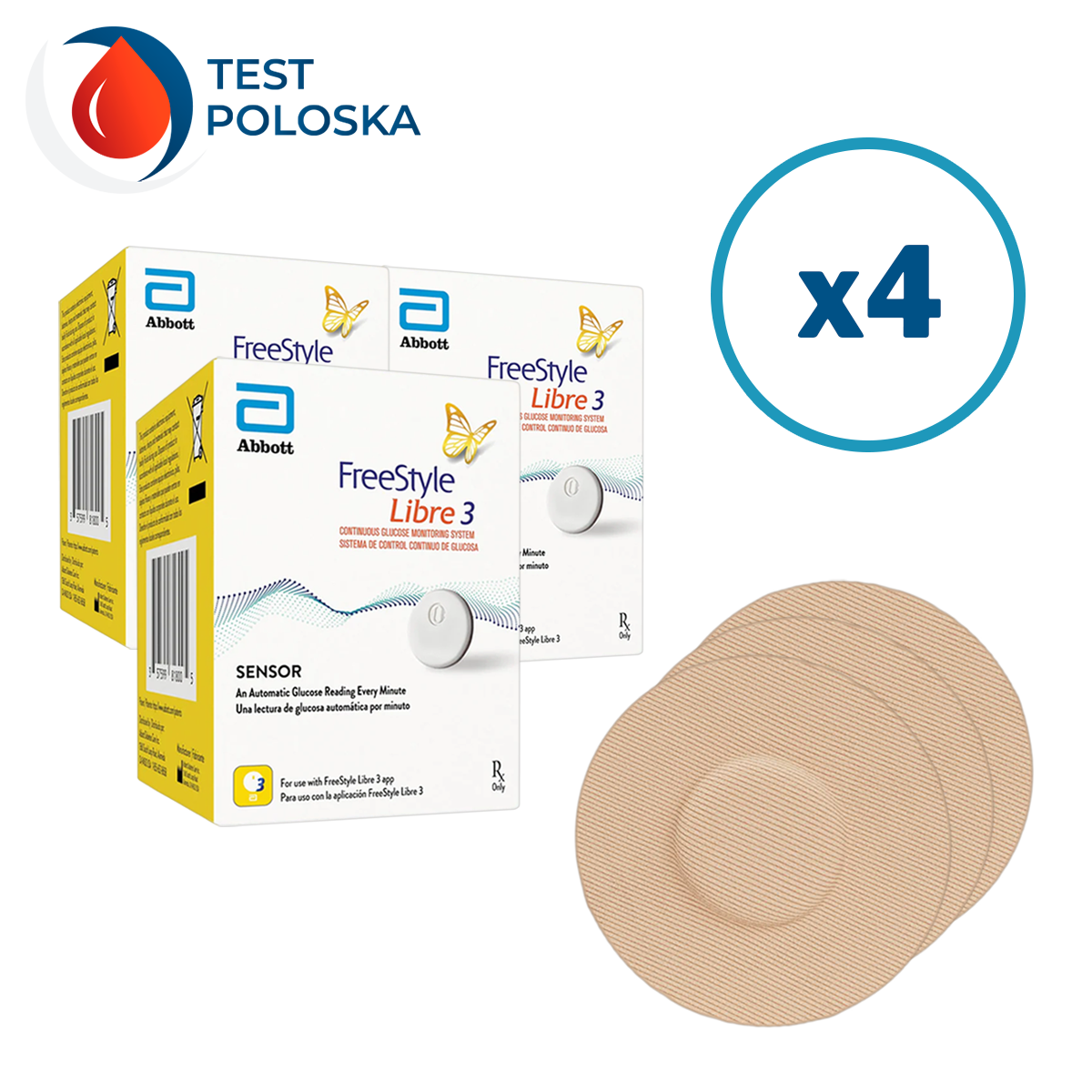 Сенсор FreeStyle Libre 3 (Фристайл Лібре 3) 4 уп. і 4 тейпи в комплекті