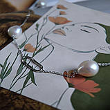 Срібне кольє Proba з натуральними перлами барочним, вага виробу 20,37 г (2185185) 750 розмір, фото 6