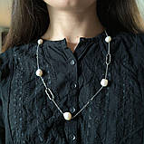 Срібне кольє Proba з натуральними перлами барочним, вага виробу 20,37 г (2185185) 750 розмір, фото 8