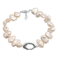 Срібний браслет Proba з натуральними перлами барочним, вага виробу 15,56 г (2185192) 1720 розмір