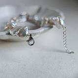 Срібний браслет Proba з натуральними перлами барочним, вага виробу 15,56 г (2185192) 1720 розмір, фото 5