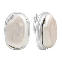 Срібні сережки Proba з натуральними перлами барочним, фіанітами (2185239)