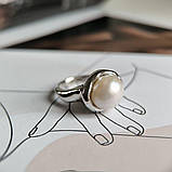 Срібне кільце Proba з натуральними перлами барочним, вага виробу 8,87 г (2185277) 18.5 розмір, фото 5