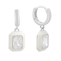 Срібні сережки Proba з фіанітами, ємалю (2185901)