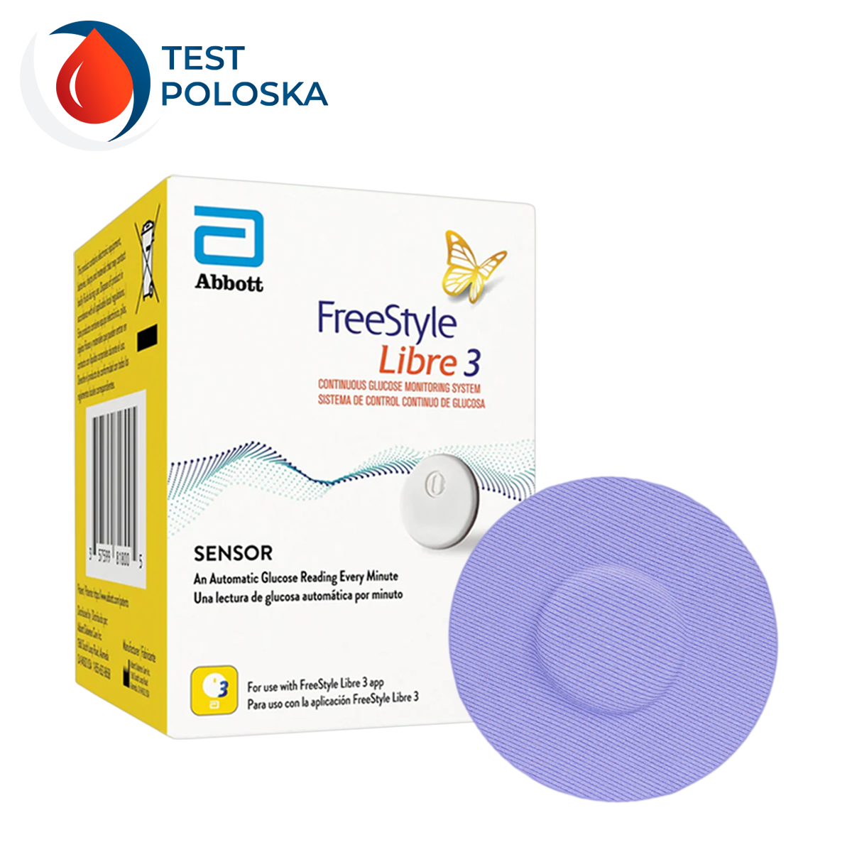 Сенсор FreeStyle Libre 3 (Фристайл Либре 3) 1 уп. и 1 цветной тейп в комплекте