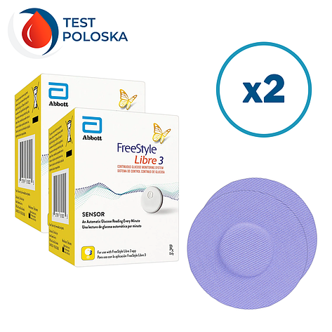 Сенсор FreeStyle Libre 3 (Фристайл Либре 3) 2 уп. и 2 цветных тейпа в комплекте, фото 1