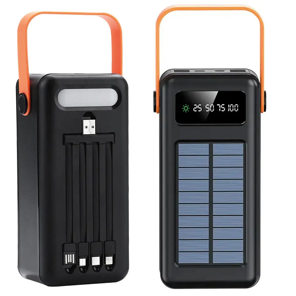 Power Bank 40000 mAh, із сонячною панеллю, 4хUSB, 4 перехідники, ProTech / Повербанк із вбудованим дисплеєм, фото 1