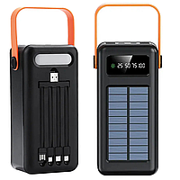 Power Bank 40000 mAh, із сонячною панеллю, 4хUSB, 4 перехідники, ProTech / Повербанк із вбудованим дисплеєм