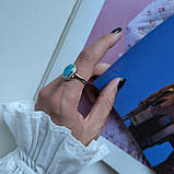 Срібне кільце Proba з бірюзою, фіанітами, вага виробу 4,42 г (60002271) 18 розмір, фото 7