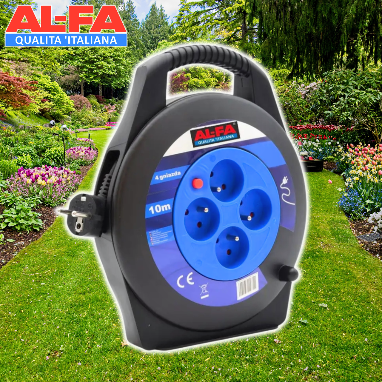 Подовжувач електричний 10 м 16 А ALFA ALECR10M 4 розетки, фото 1