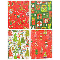 Подарунковий пакет новорічний "Подарунки"  асорті S 18x23x8см (12 шт.)