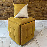 Пуф трансформер 5в1 із п'яти стільців із рогожки люкс кольору куркуми на чорному металевому каркасі, фото 6