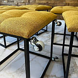 Пуф трансформер 5в1 із п'яти стільців із рогожки люкс кольору куркуми на чорному металевому каркасі, фото 4