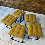 Пуф трансформер 5в1 із п'яти стільців із рогожки люкс кольору куркуми на чорному металевому каркасі, фото 9