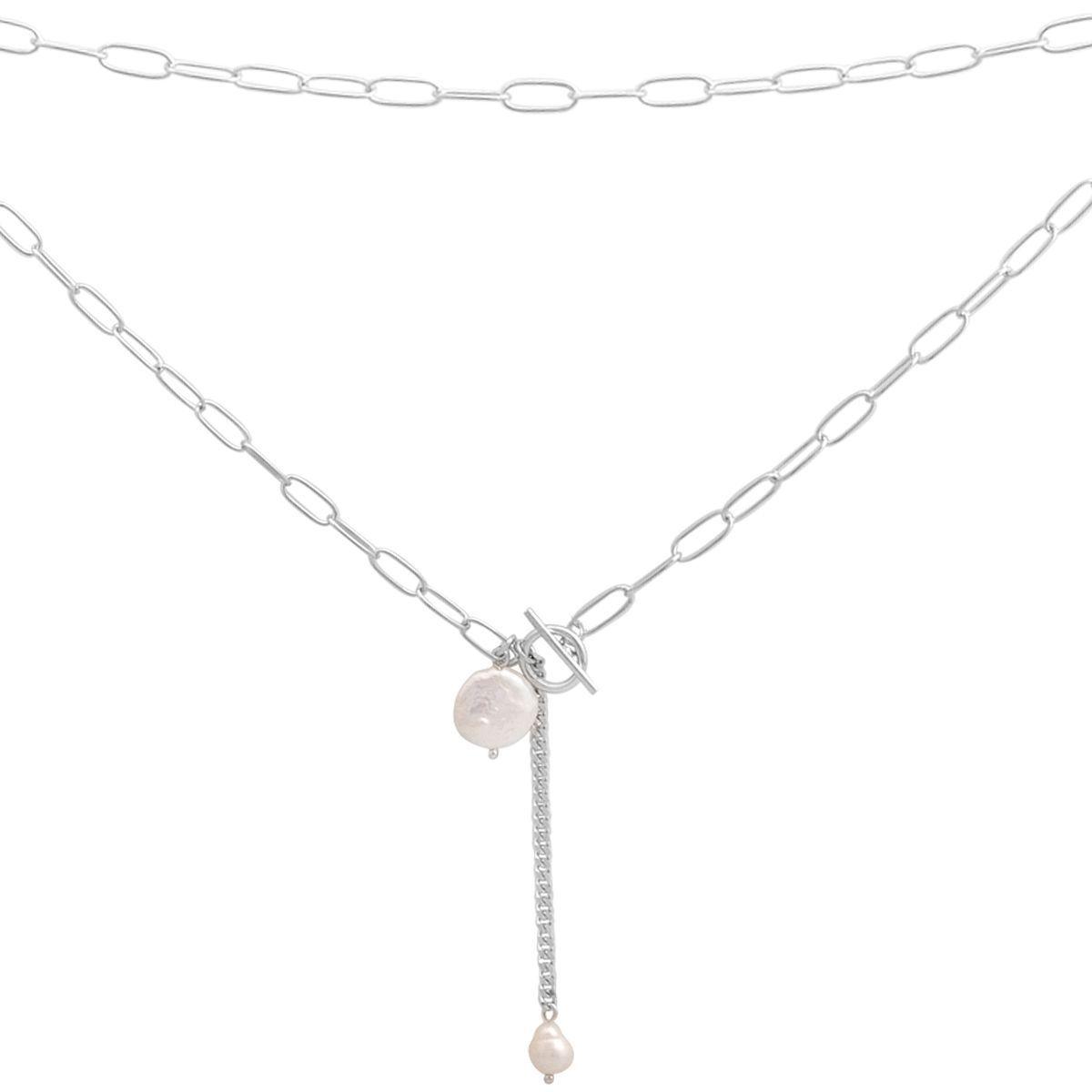 Срібне кольє Proba з натуральними перлами барочним, вага виробу 7,31 г (2186779) 450 розмір, фото 1