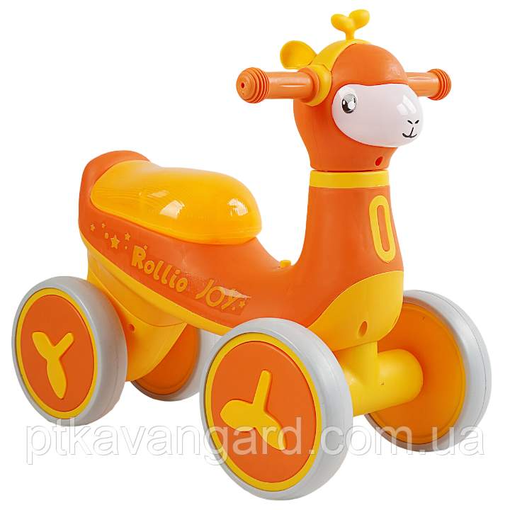 Біговел чотириколісний дитячий JOY JS-77300 "Лама" (колеса PU, рама пластик, укр музика) жовто-зелений, фото 1