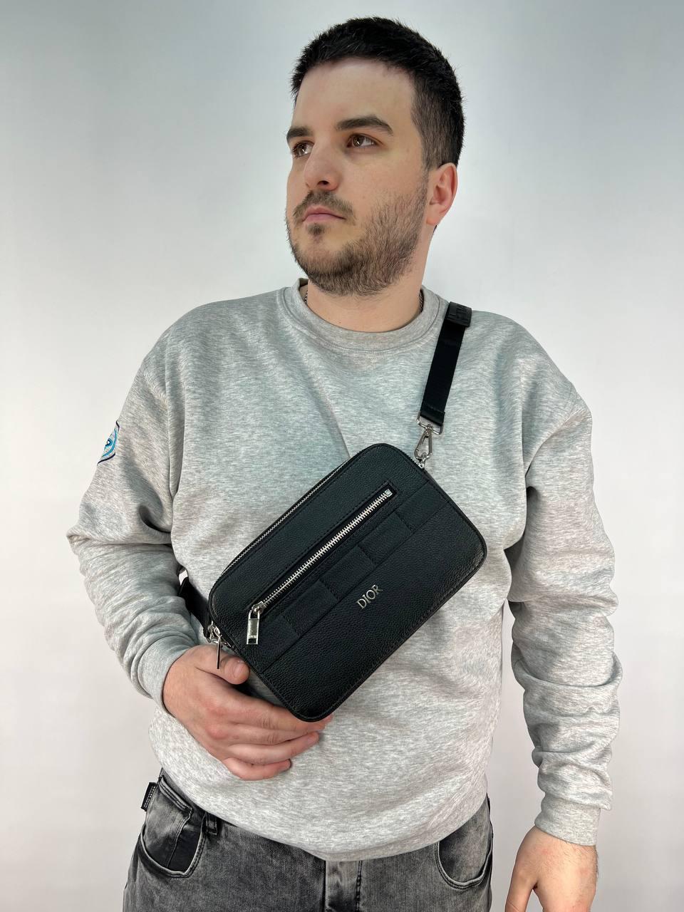 Сумка чоловіча через плече месенджер Діор сумка чорна планшетка Christian Dior сумка повсякденна, фото 1