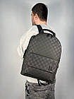 Молодіжний шкіряний рюкзак Louis Vuitton чоловічий для ноутбука практичний чорний луї вітон в шахматку, фото 2