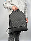 Молодіжний шкіряний рюкзак Louis Vuitton чоловічий для ноутбука практичний чорний луї вітон в шахматку, фото 8