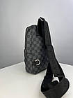 Чоловіча сумка слінг Луї Вітон Нагрудна туристична Louis Vuitton шкіряна через плече Ділова сумка чорна, фото 4