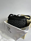 Класична чоловіча сумка через плече Coach шкіряна чорна з сірим ділова крос боді коуч, фото 9