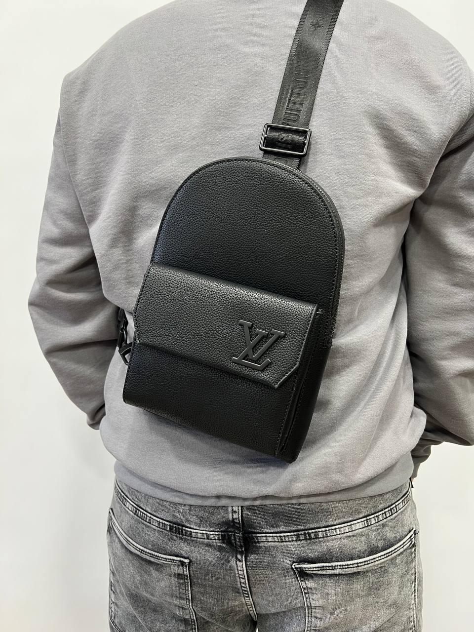 Чоловіча сумка через плече класична щоденна Coach шкіряна через плече чорна ділова сумка, фото 1