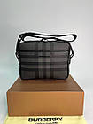 Чоловіча сумка Burberry класична щоденна через плече шкіряна сіра ділова сумка, фото 6