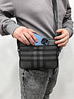 Чоловіча сумка Burberry класична щоденна через плече шкіряна сіра ділова сумка, фото 2