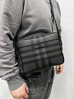 Чоловіча сумка Burberry класична щоденна через плече шкіряна сіра ділова сумка, фото 3