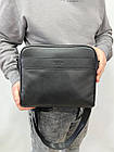 Чоловіча сумка через плече класична щоденна Coach шкіряна через плече сіра ділова сумка, фото 6