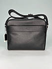 Чоловіча сумка через плече класична щоденна Coach шкіряна через плече сіра ділова сумка, фото 7