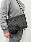 Чоловіча сумка через плече класична щоденна Coach шкіряна через плече сіра ділова сумка, фото 5
