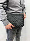 Чоловіча сумка через плече класична щоденна Coach шкіряна через плече сіра ділова сумка, фото 8
