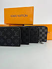 Гаманець louis vuitton портмоне луї витон Кошелькі з принтом з екошкіри для чоловіків, чорний гаманець, фото 4
