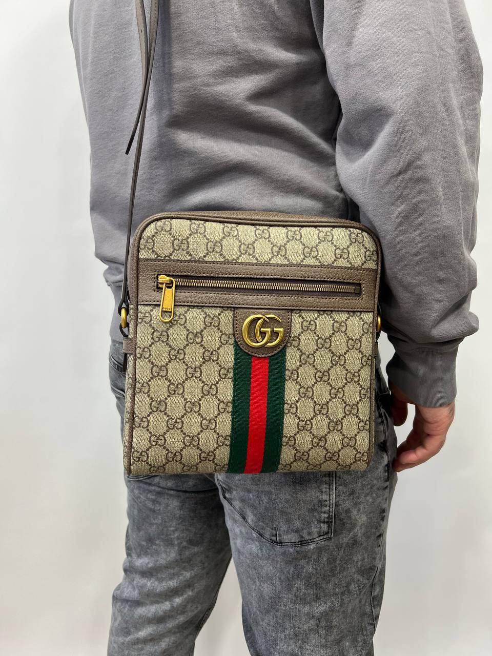 Чоловіча сумка через плече Gucci натуральна шкіра Модна Сумка Для Чоловіків класична щоденна сумка, фото 1