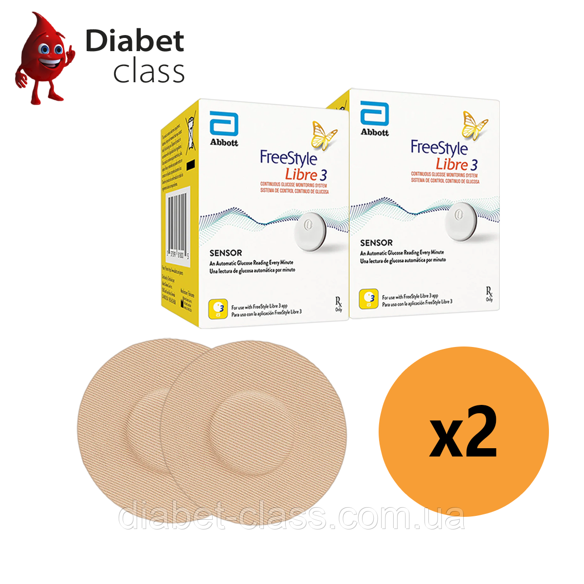 Сенсор FreeStyle Libre 3 (Фристайл Лібре 3) 2 уп. і 2 тейпи в комплекті, фото 1