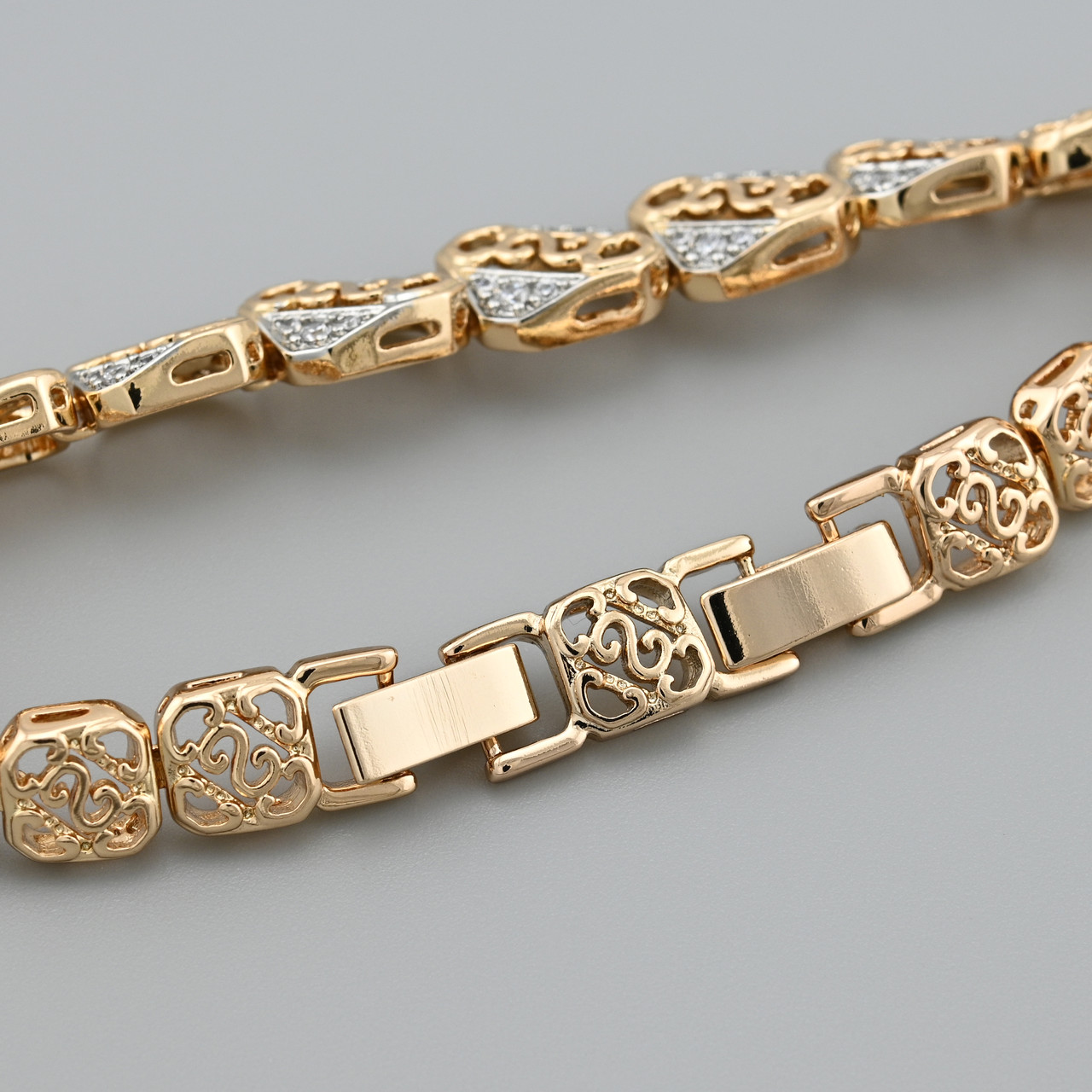 УЦІНКА Браслет з родіюванням Мінерва 491500PP смуги на замку ширина 8 мм білі фіаніти позолота 18К довжина, фото 1