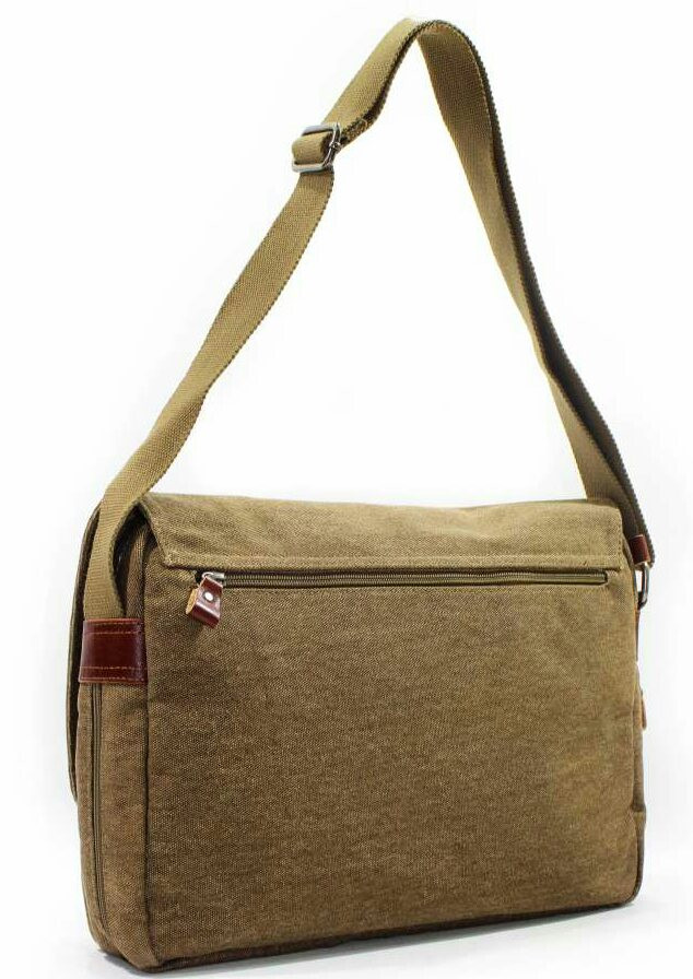 Молодежная мужская сумка через плечо из текстиля повседневная 6583 бежевая - фото 2 - id-p480658526