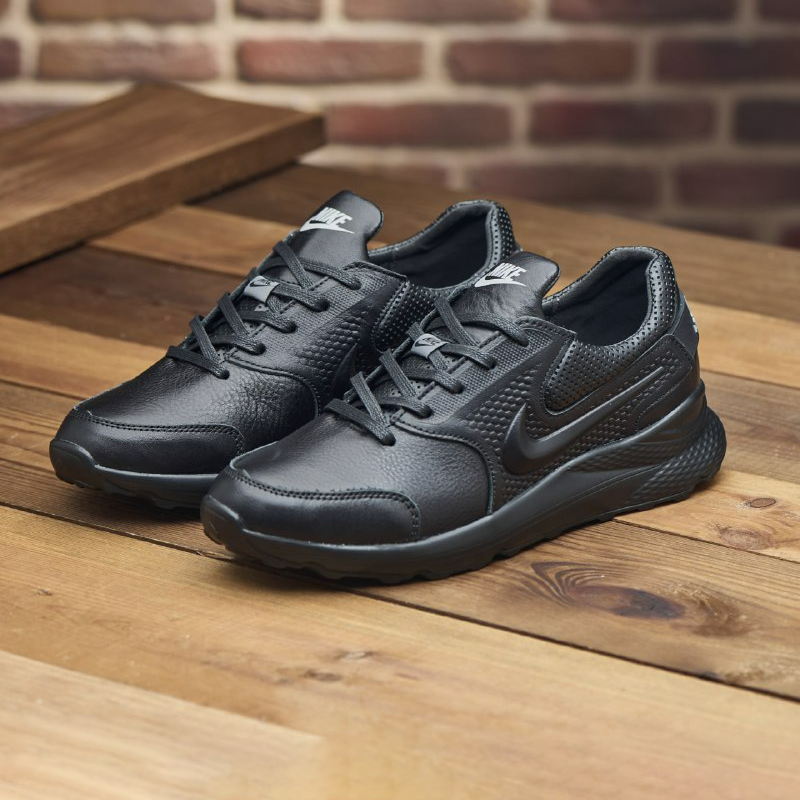 Чоловічі шкіряні кросівки (натуральна шкіра) чорні демісезонні для чоловіків на весну осінь, розміри 40-45, фото 1