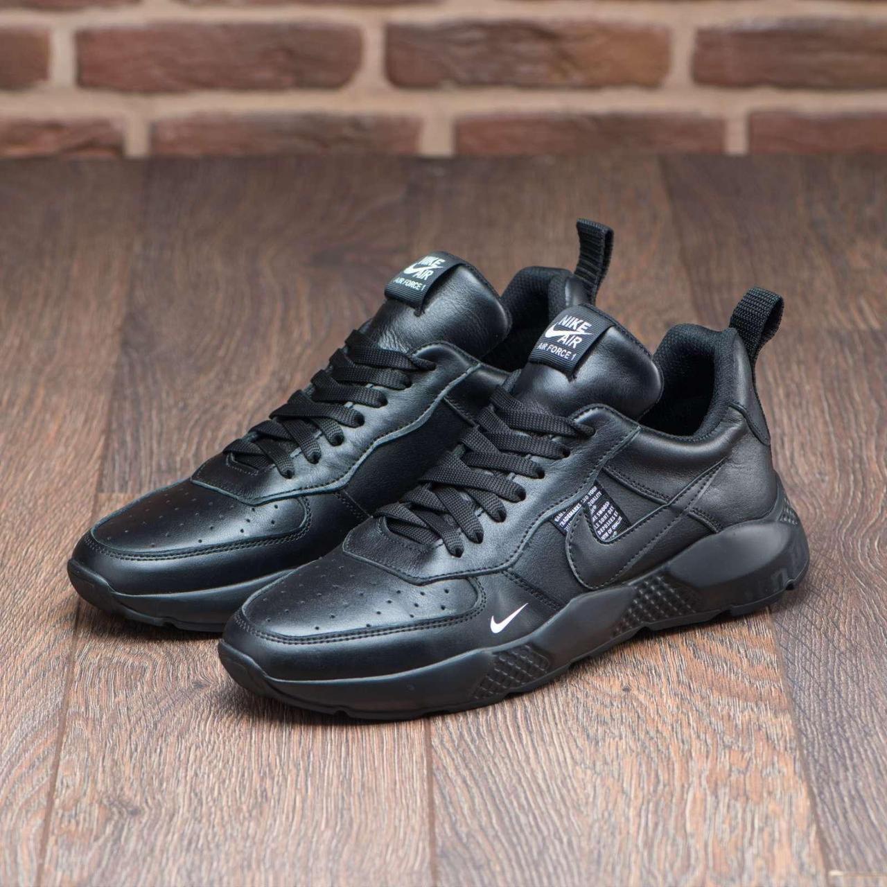 Чоловічі шкіряні кросівки (натуральна шкіра) чорні демісезонні для чоловіків на весну осінь, розміри 40-45, фото 1