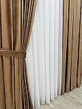 Оксамитові(велюрові) однотонні штори турецької якості. Колір: світло-коричневий, фото 2