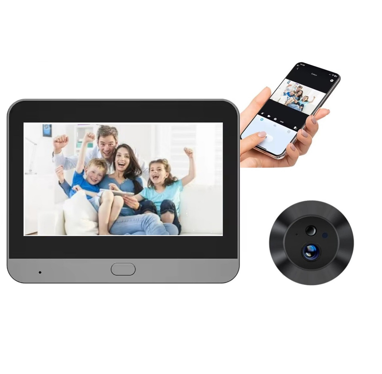 Камера у дверний вічок з РК екраном Aomeyo 3MP IP Wi-Fi. iCam365, фото 1